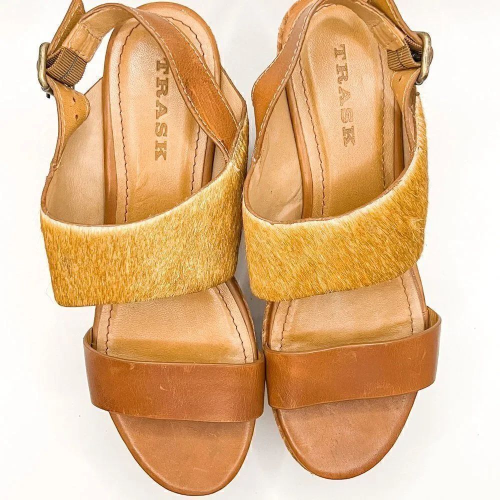 Trask Robyn Leather Platform Wedge Size 8.5